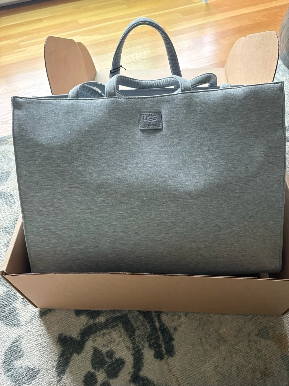 Telfar Gray Duffel Tote Bag with Embossed Logo